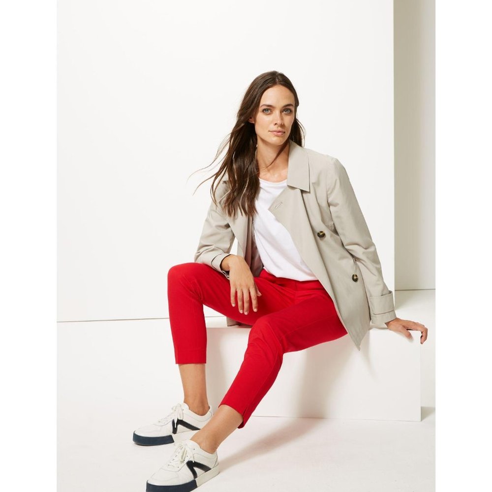 Red ankle grazer pants - M&S Collection UK